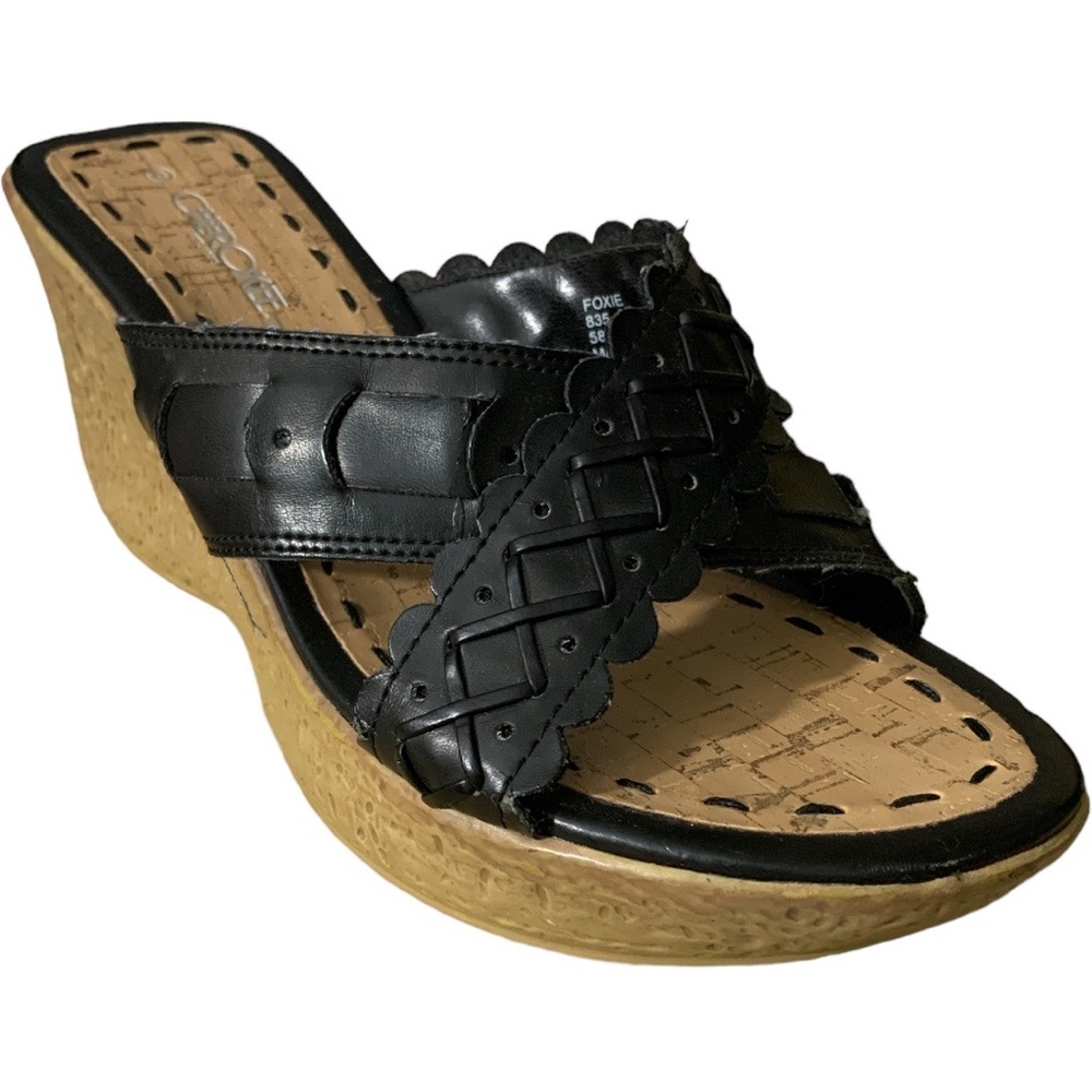 Cherokee  east 1972 Black Wedges Sandals Size 8